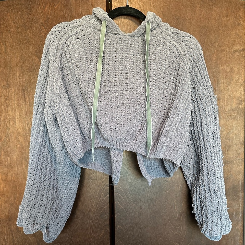 Cropped Purple Knit Sweater